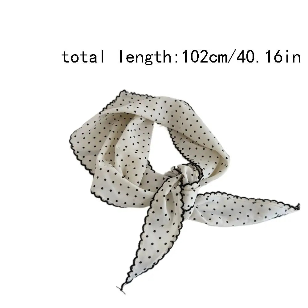 Elegant Sweet Polka Dot Headband Turban Thin Fresh Small Scarf Striped Korean Triangular Hair Band Summer Qme