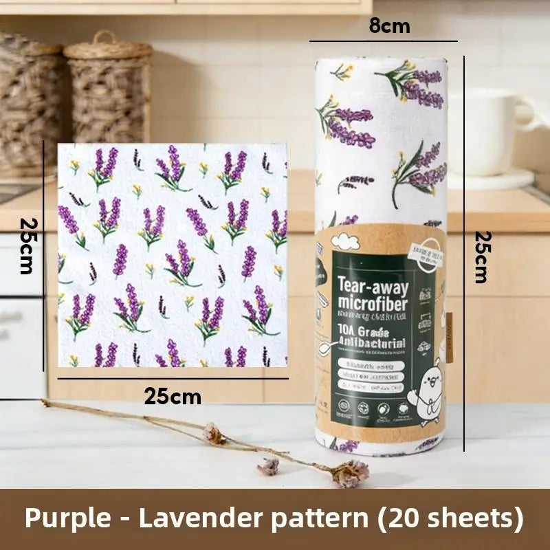 Tearable Microfiber Cleaning Cloth Roll Reusable With Cute Prints For Kitchen Wiping Home Use Cleaning Supplies Household Tool Qme one size X