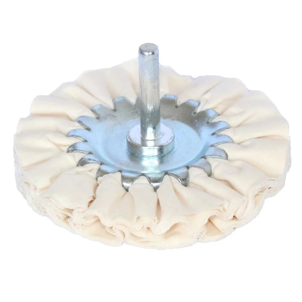 1x Buffing Wheel 100mm 4inch White Cotton Polishing Bit Head Open Bias 6mm Shank For Metal Plastic Wood Ceramic Glass Grinding Qme