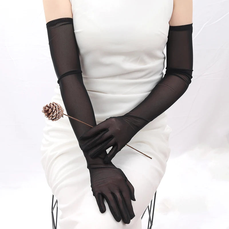 Elastic Transparent Sunscreen Sexy Driving Gloves Women Ultra Thin Qme