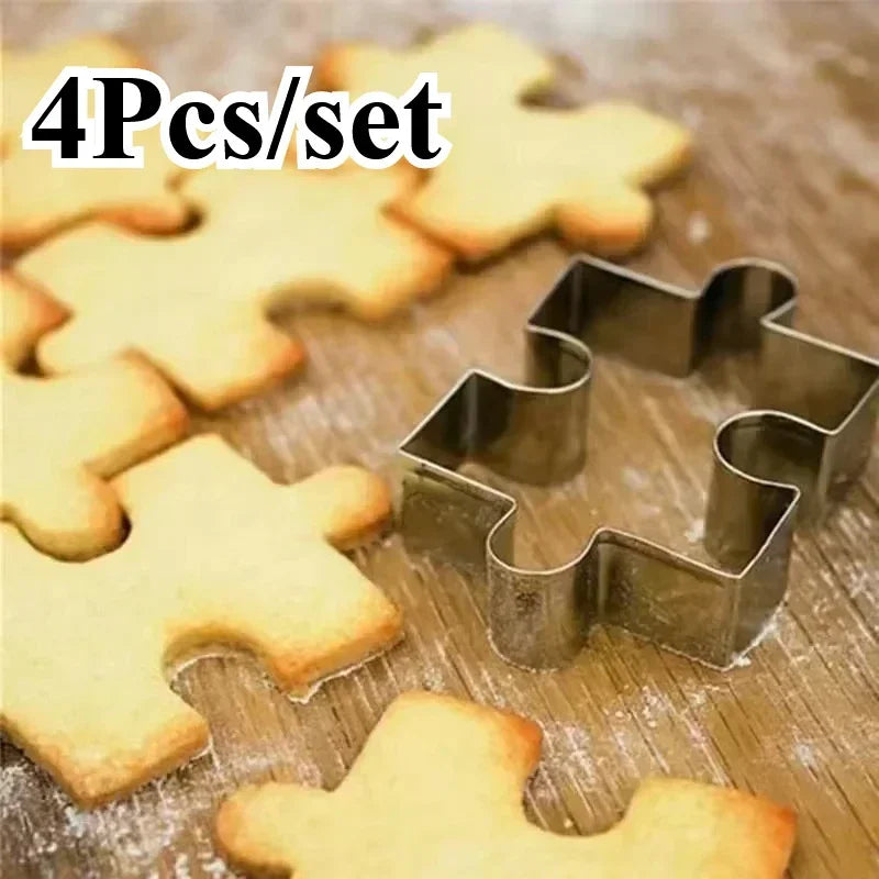 3D Cookie Puzzle Shape Stainless Steel Cutter DIY Biscuit Dessert Qme