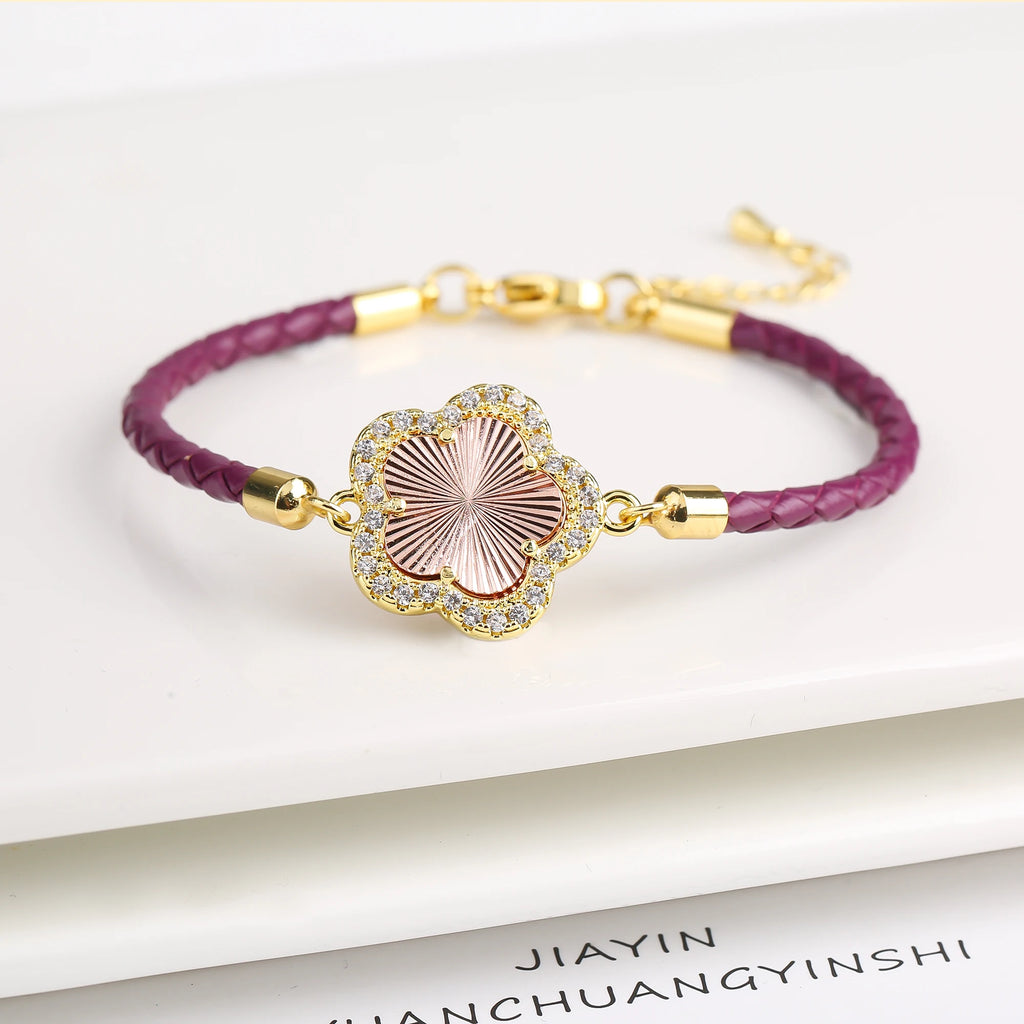 Trendy New Sweet Fashion Natural White Solid Five Leaf Petals Women Jewelry Set Necklace Earrings High Quality Gift Qme Bracelet 9