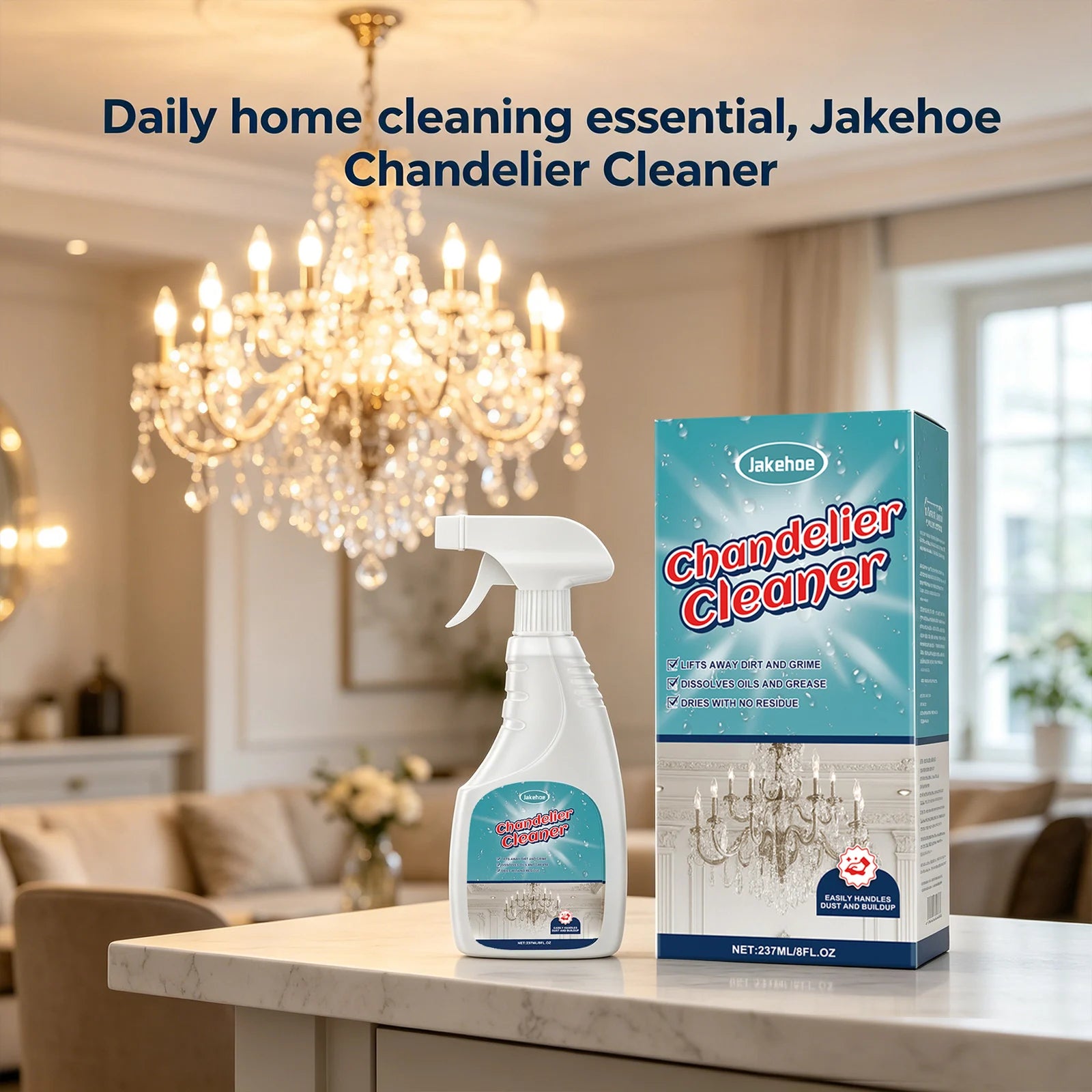Chandelier Cleaning Spray Removing Dust Grime & Grease Restores Shine Polishing Household Crystal & Glass Light Fixture Cleaner Qme