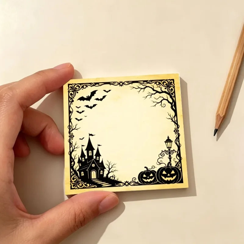 100Sheets Eerie Atmosphere Notepad - Halloween-themed Decorative Notepad, Ideal for Journal Keeping, Handmade Creation Qme