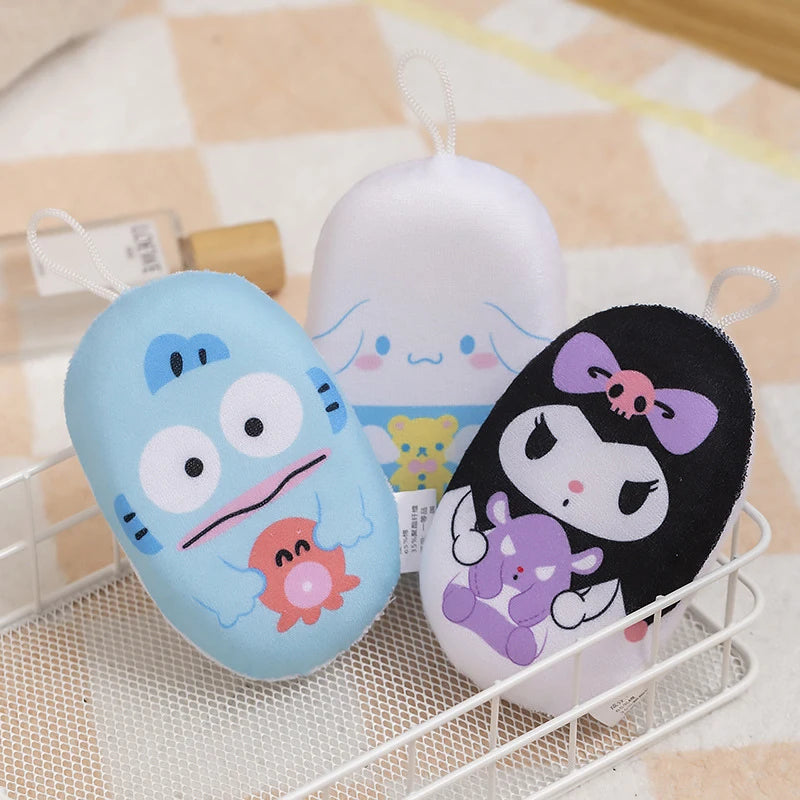 Hello Kitty Kuromi Cartoon-themed Bath Scrubber and Bath Ball Cute and Soft Bath Sponge with Bubble-Making Net Qme