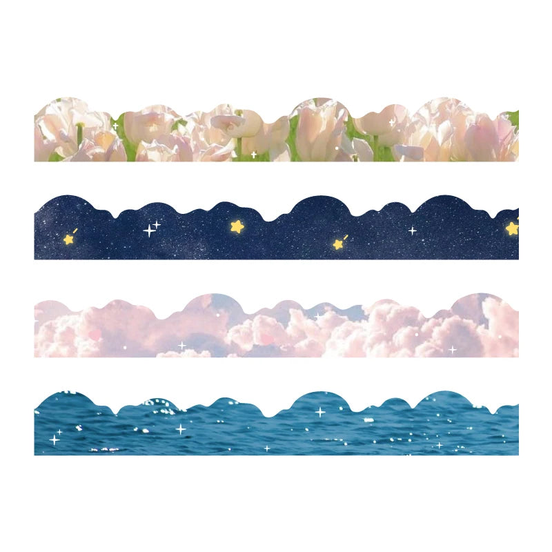 Cute Flower Cloud Starry Sky Decorative Adhesive Tape Sea Wave Masking Washi Tape Diy Scrapbooking Sticker School Supplies Qme