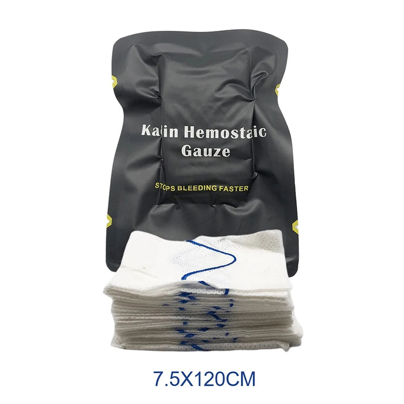 Hemostatic Kaolin Gauze Combat Emergency Trauma Z-fold Dissolvable Qme 7.5X120CM