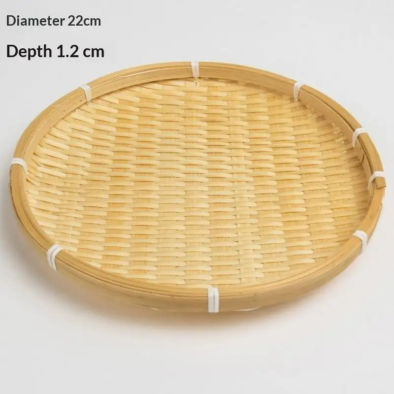 Handwoven Natural Bamboo Tray Sturdy Eco Friendly For Storage Serving Home Decor Qme A5