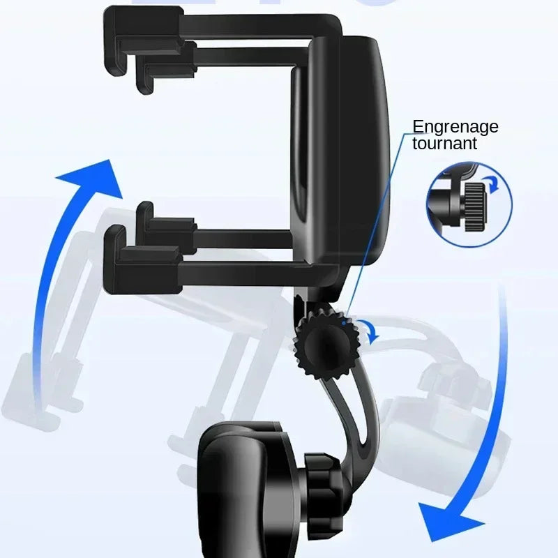 Car Phone Holder Rearview Mirror Mount Bracket Clip Navigation GPS Mobile Phone Stand Foldable Adjustable Car Cell Phone Support Qme
