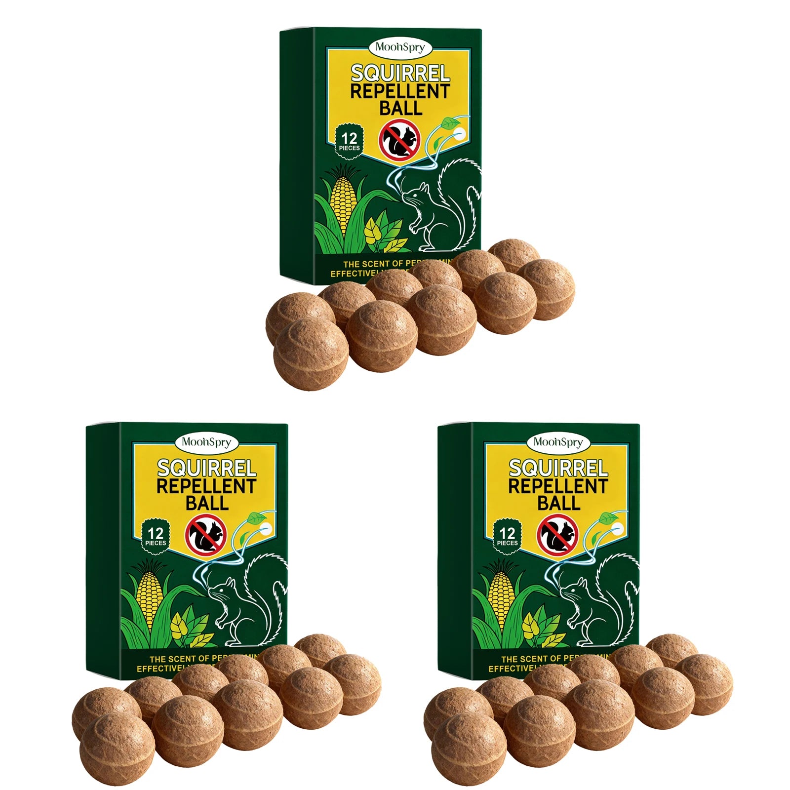 Squirrel Repellent Balls Drive Away Squirrels Reduce Disturbance Persistent Odor Emission Natural Peppermint Wildlife Repellents Qme 3 x 12pcs Boxed