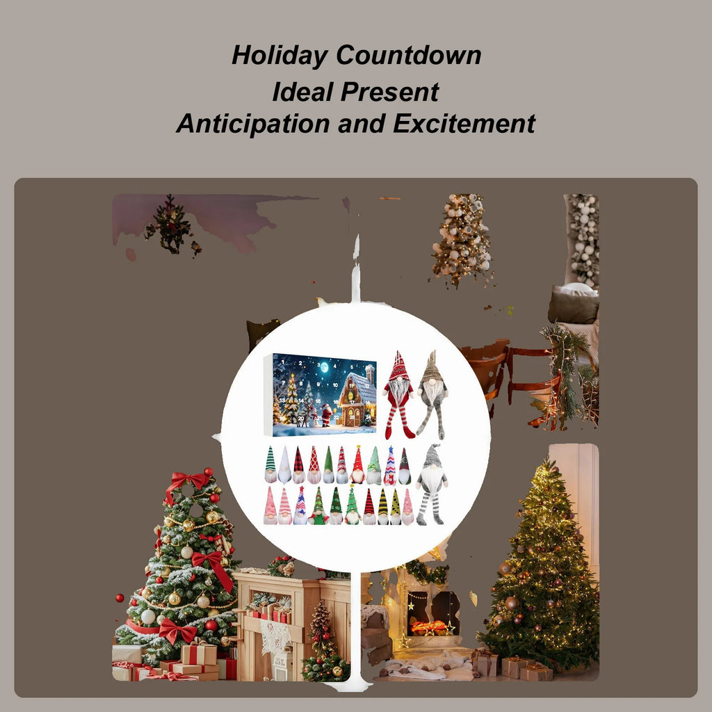 Gnome Countdown Calendar Plush Gnomes Home Decor 24-day Dwarf Dolls Qme China Mainland 28x20cm