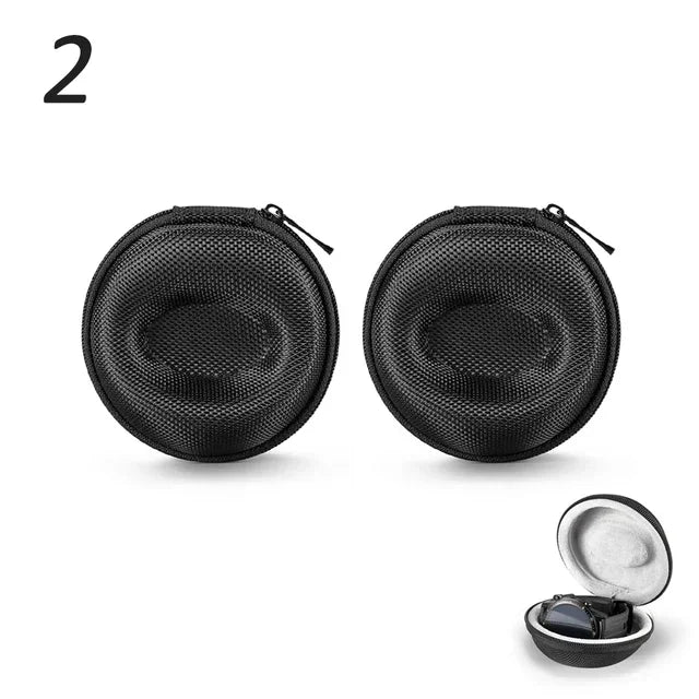 Portable EVA Single Watch Travel Case Watch Storage Organizer Box Watch Holder Waterproof for Smartwatches Zippered Container Qme 2Pcs White Black