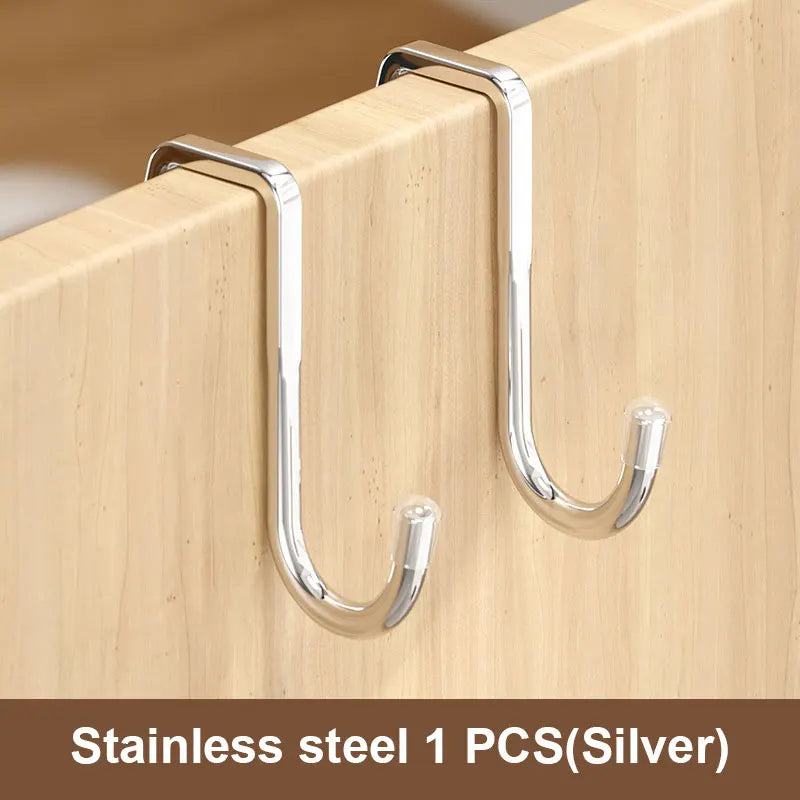 201 Stainless Steel Hook Punching Double S-shape Kitchen Bathroom Qme 201-White 1pcs