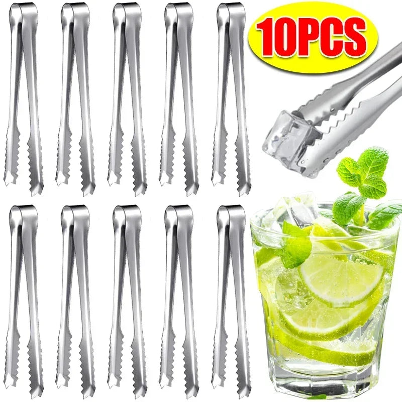 Stainless Steel Ice Tongs Bread Cake Clamps Salad Coffee Sugar Cubes Clips for Restaurant Bar Party Serving Tongs Kitchen Tools Qme