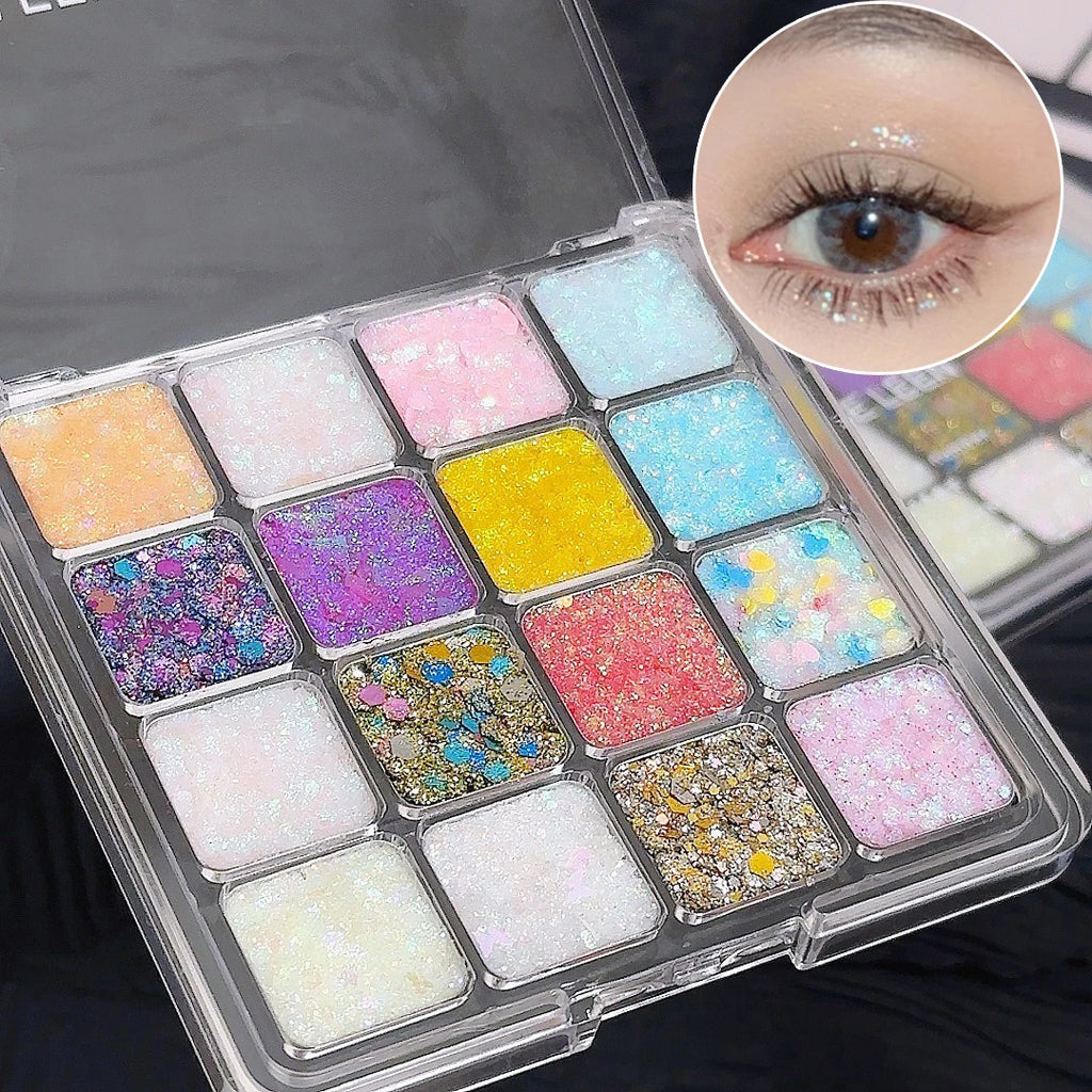Shiny Sequins Flakes Eyeshadow Palette Self Adhesive Glitter Gel Hair Body Nail Blue Pink Yellow Sequin Gel Makeup Decoration Qme