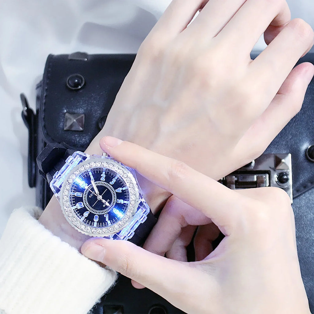 2026 Luminous Colorful LED Luminous Watch for Male and Female Students, Fluorescent Quartz Hand for Male and Female Students Qme