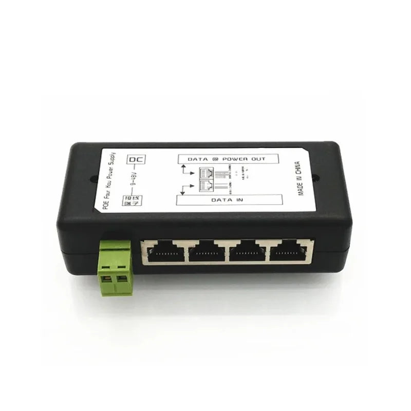 1PCS 4-port POE Injector 9-48V DC Power Supply for Bridge Surveillance Solar Battery POE Adapter Qme