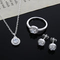 Bridal Jewelry Sets Cubic Zircon Necklace Earrings Ring Gift for Women Pure 925 Sterling Silver Color Birthday Valentines Xmas Qme Default Title