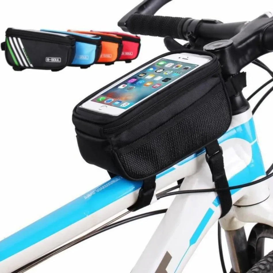 Rainproof Bicycle Bag Frame Front Top Tube Cycling Bag Reflective 6.5in Phone Case Touchscreen Bag Bike Accessories Qme