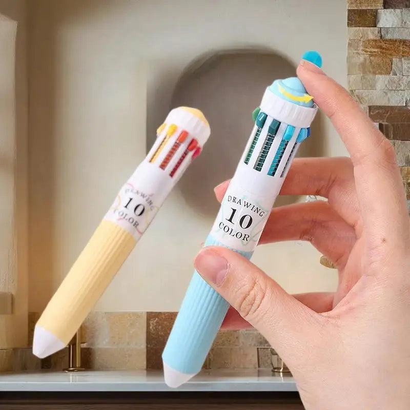 28 Ballpoint Pen Soft Grip Press Multicolor Writing Drawing School Qme