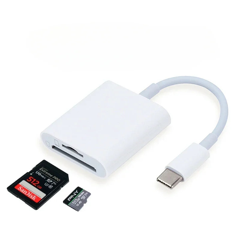 2 In 1 Type C TF SD Card Reader Adapter For iPhone 3.0 OTG Card Reader Camera Photo Transmission To Phone Splitter Qme