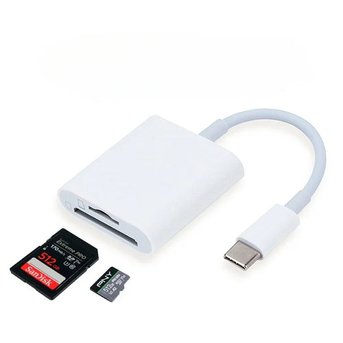 2 In 1 Type C TF SD Card Reader Adapter For iPhone 3.0 OTG Card Reader Camera Photo Transmission To Phone Splitter Qme