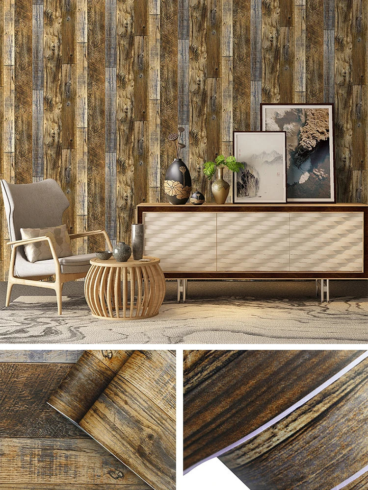 Vintage Self Adhesive Wood Wallpaper Natural Wood-dark Grey Contact Qme Extra Thick 006 1mx45cm Sample
