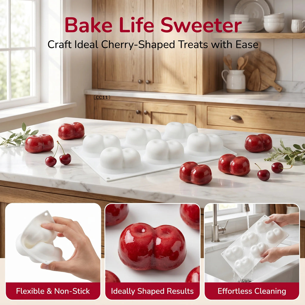 Cherry Shape Silicone Mold Cake DIY 3D Fruit Mouse Mould Pudding Qme