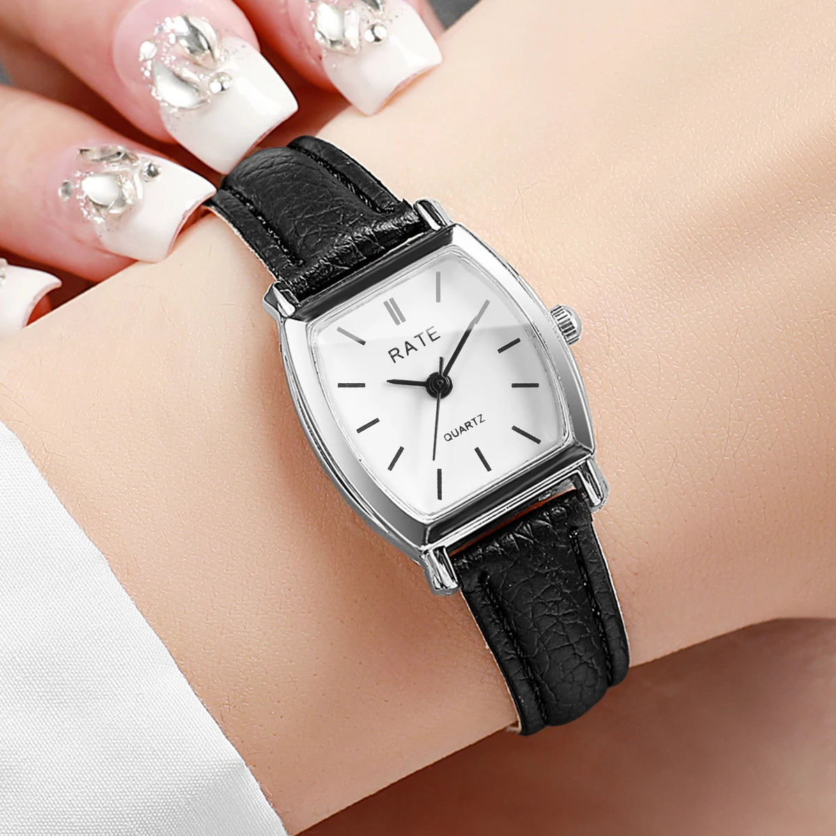 2PCS/Set Fashion Casual Women Watches Leather Strap Quartz Wristwatch Reloj Mujer Girls Clock Gift（Without Box） Qme