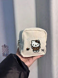 Sanrio 1 Hello Kitty Pattern Makeup Bag Embroidered Chestnut Qme white