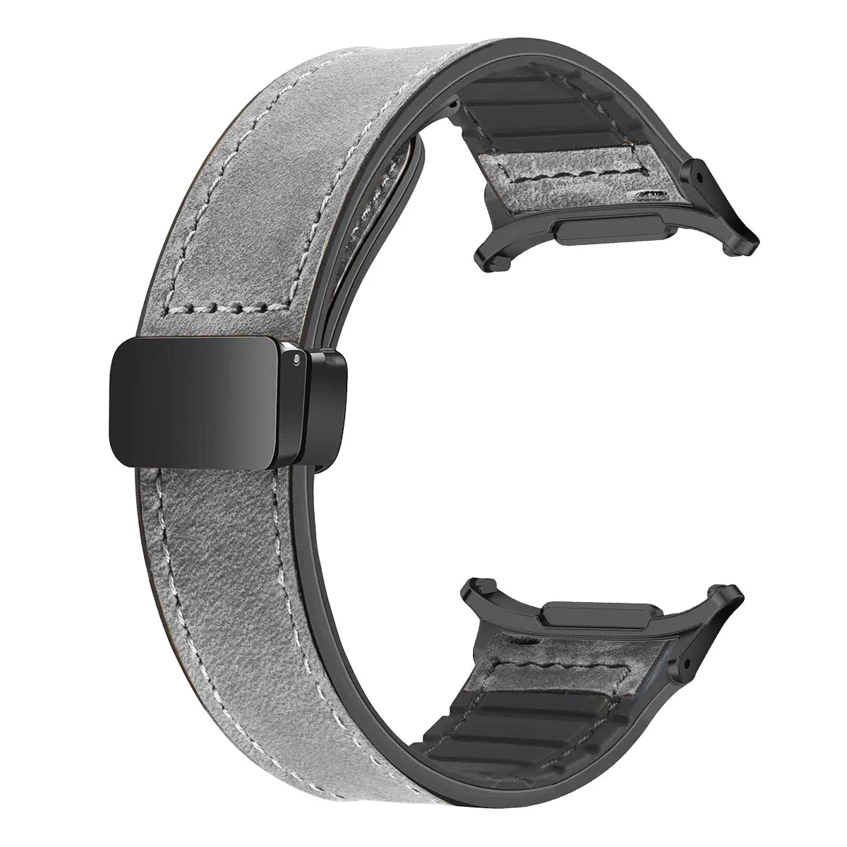Leather Silicone Strap For Samsung Galaxy Watch 7 Ultra 47mm Magnetic Band Bracelet for Galaxy Watch 7 Ultra 47mm Correa Qme LightGray-B For watch 7ultra47MM