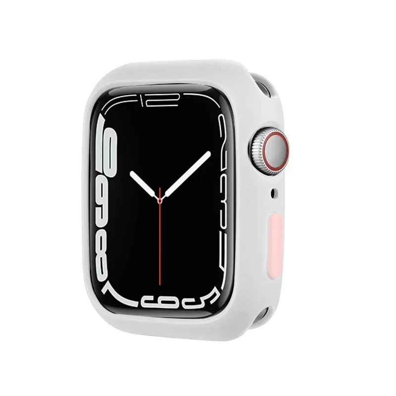 Candy Soft Silicone Case For Apple Watch Cover Ultra 9 8 7 6 Se 45mm 42mm 44mm 40mm 41mm 38mm rubber Protection watch for women Qme white pink 38mm
