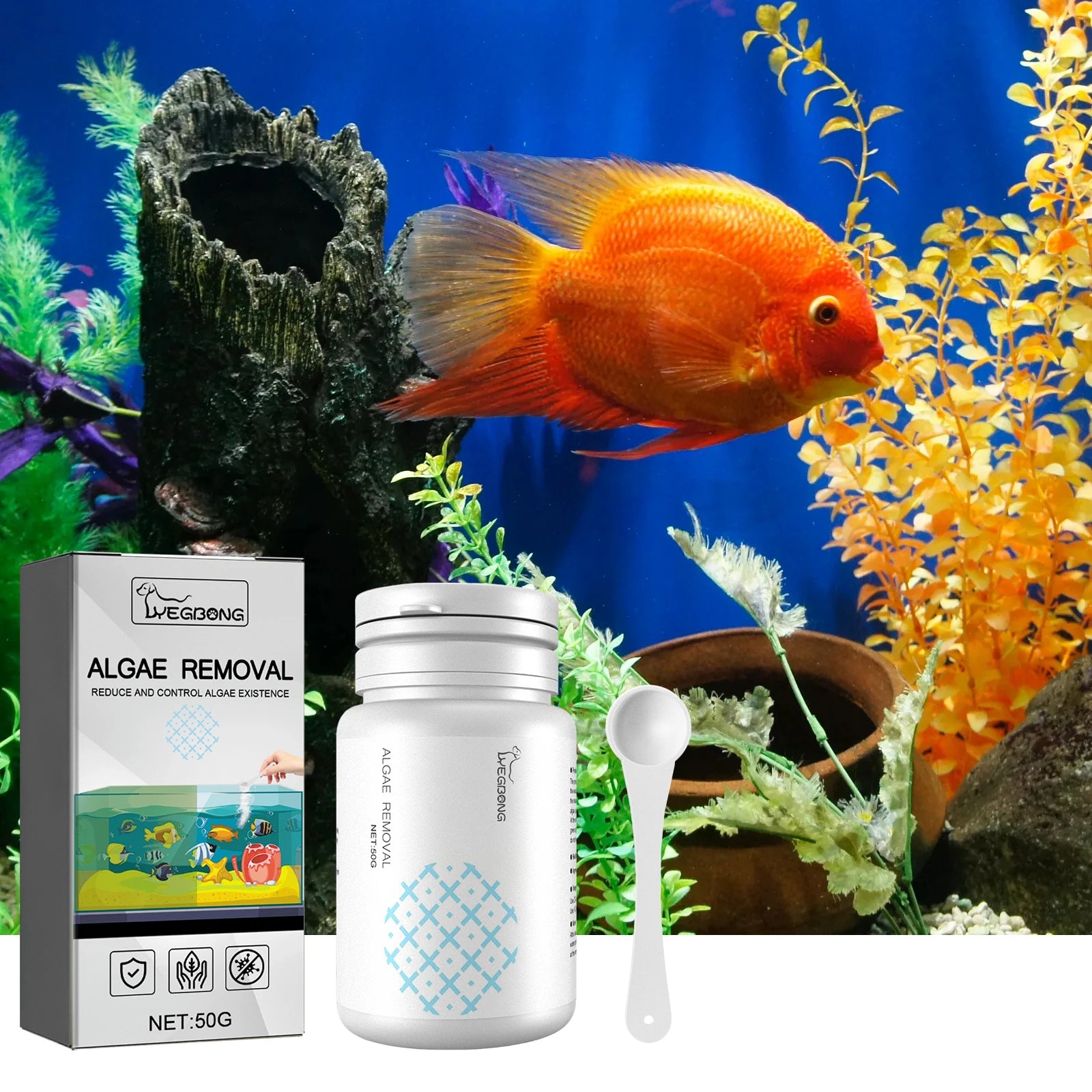 Algae Removal Quickly Removing Fish Manure Eliminate Odor Purify Water Quality Improve Water Purity Fish Tank Moss Removal Agent Qme