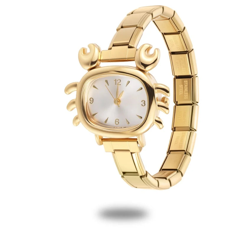 New2026 Y2K Funny Crab and Square Shape High Quality Stainless Steel Watch DIY 9MM Charm Women Men's Bracelet Watch Head Jewelry Qme Style 16