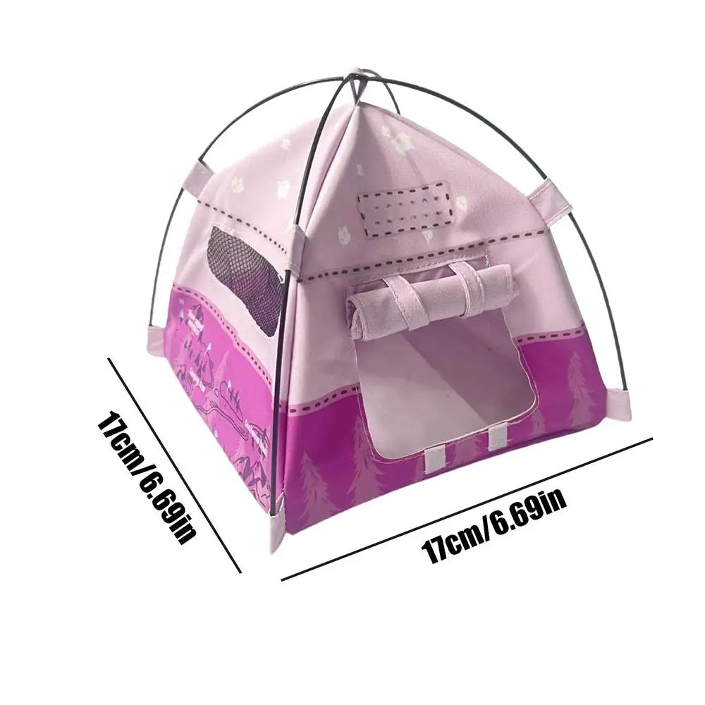 Tiny Tent 1:12 Scale Mini Camping Tent Decoration Photography Props for Boys Girls Pretend Play Home Outdoor Garden Display Qme Pink