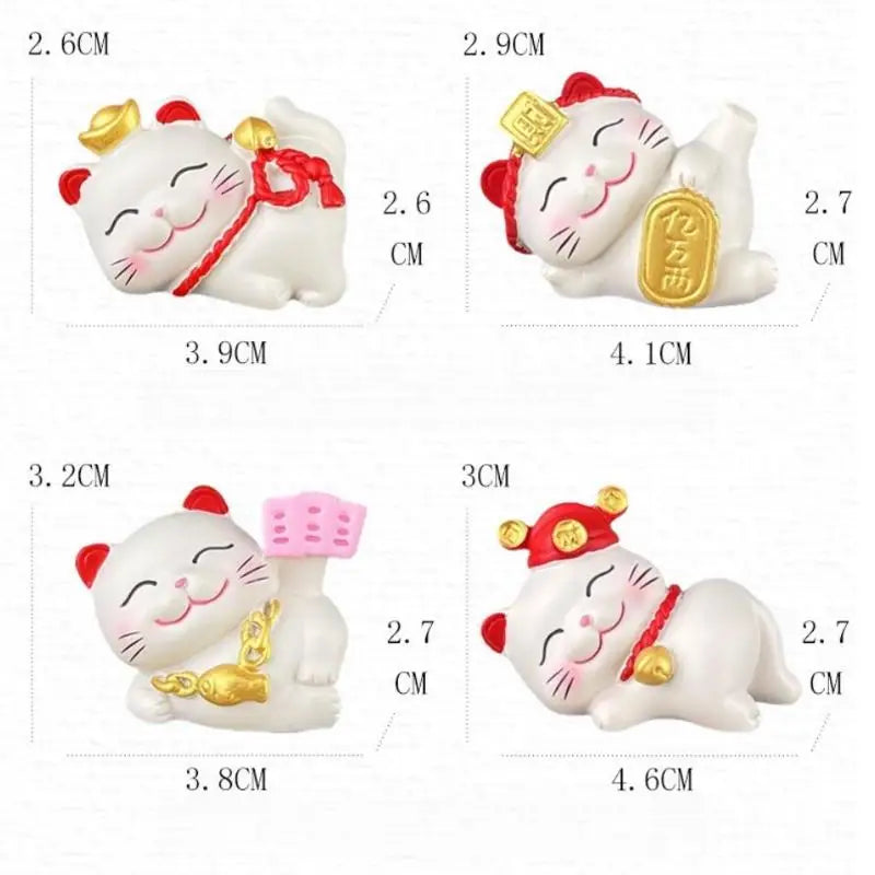 1/2/4Pcs Wealth Fortune Sculpture Lucky Cute Cat Figurine Gaming Office Table Desk Car Ornaments Chinese New Year Decor Gifts Qme