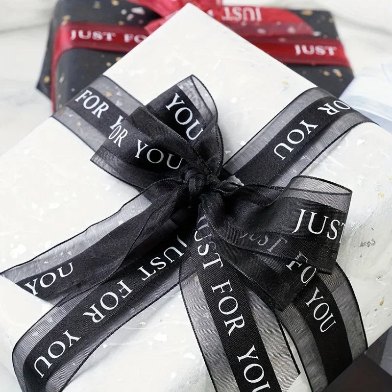 1pc, "just For You" English Snow Yarn Ribbon Gift Snow Yarn Colorful Silk Baking Cake Packaging With Webbing Florist Material Qme