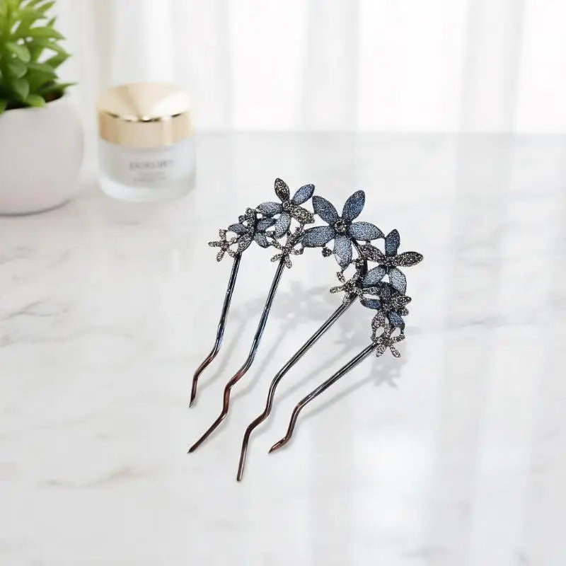 Elegant Pearl Flower Hair Combs Pins French Retro Bun Accessories Qme
