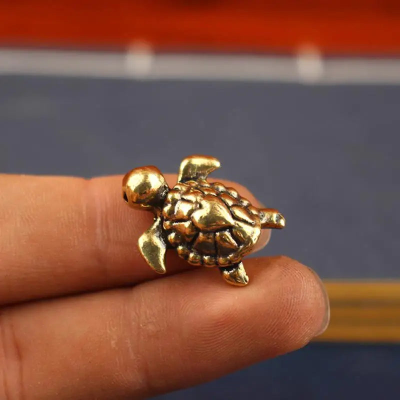 1 Desk Decor Tea Pet Home Office Car Ornament Brass Turtle Figurine Qme 1pc