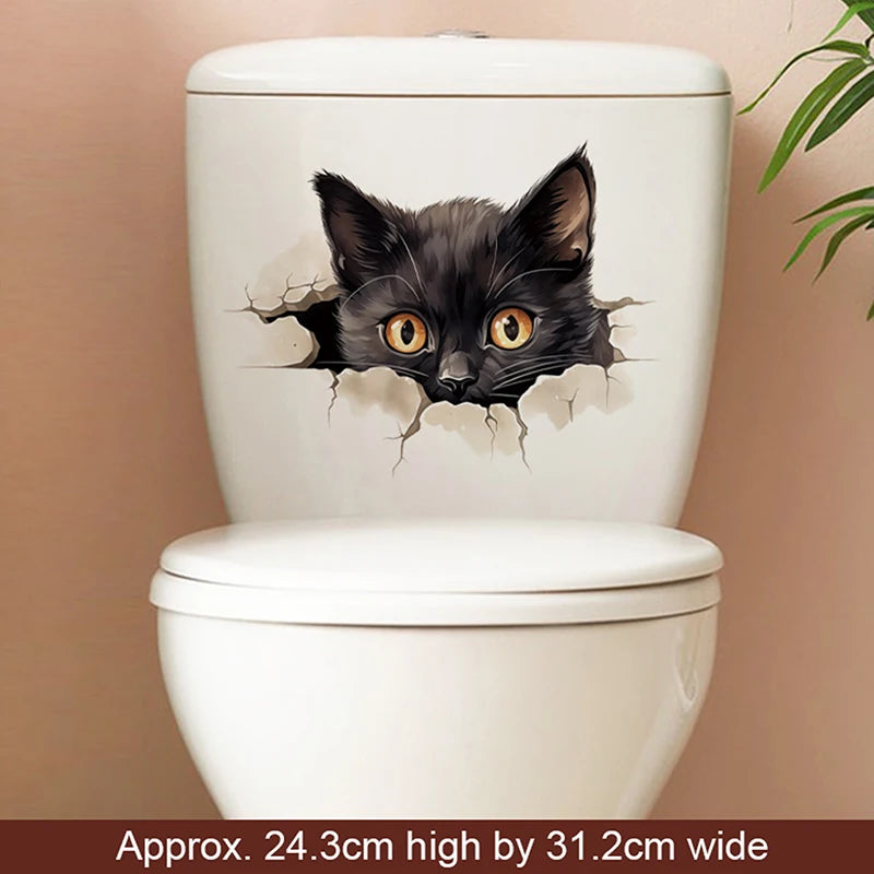 Animal Decals Decor Bathroom Washroom Funny 3D Kitten Toilet Seat Qme 09