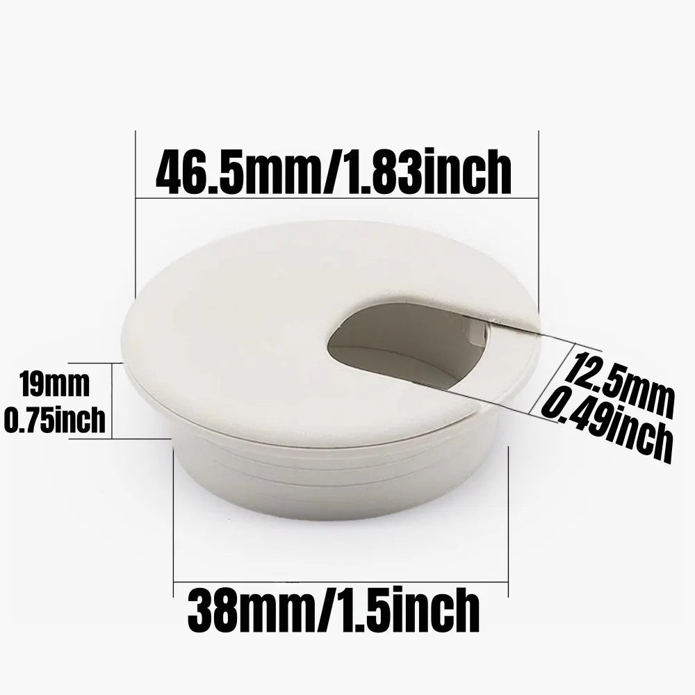 Plastic Wire Hole Cover 1.5/2/2.5 Inch Table Outlet Cable Passing Threading Box Cover Round Office Furniture Desk Organizer Qme White 1.5 Inch