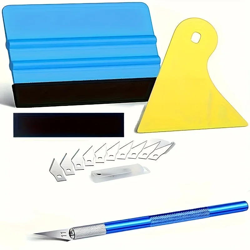 Professional Window Vehicle Wrap Film/Vehicle Wrap Tool Kit with Static Cling Ergonomic Tools,Easy Bubble-Free Installation Qme