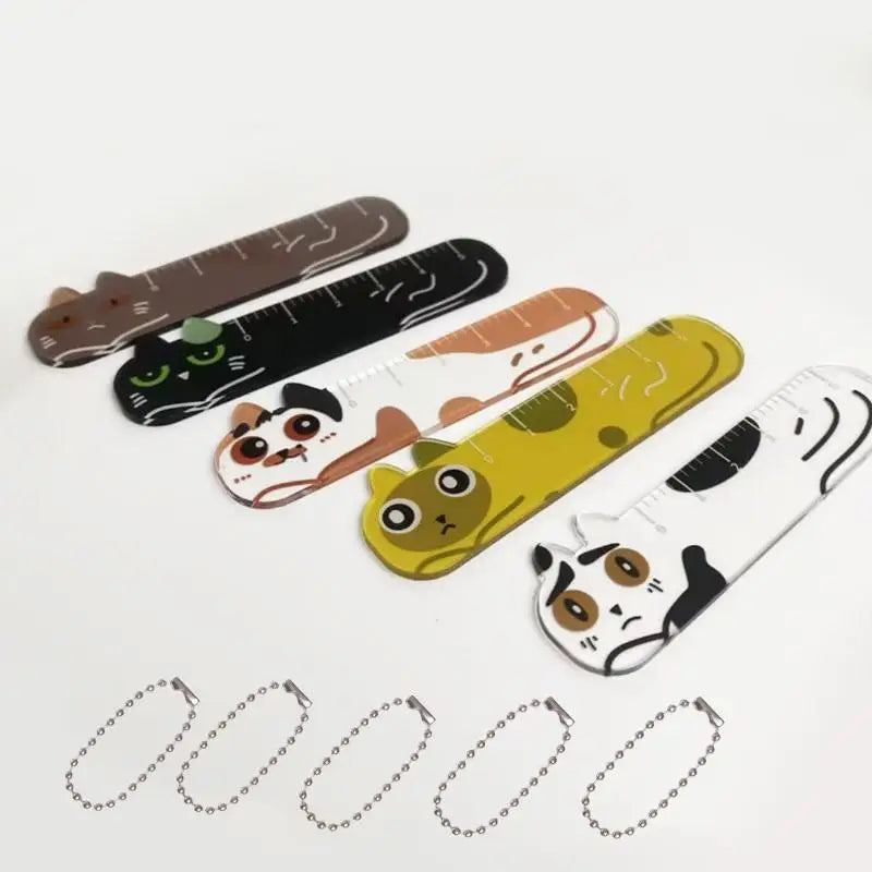 Cute Cartoon Animal Cat Dog Ruler Mini Portable Stationery Pendant Qme A11