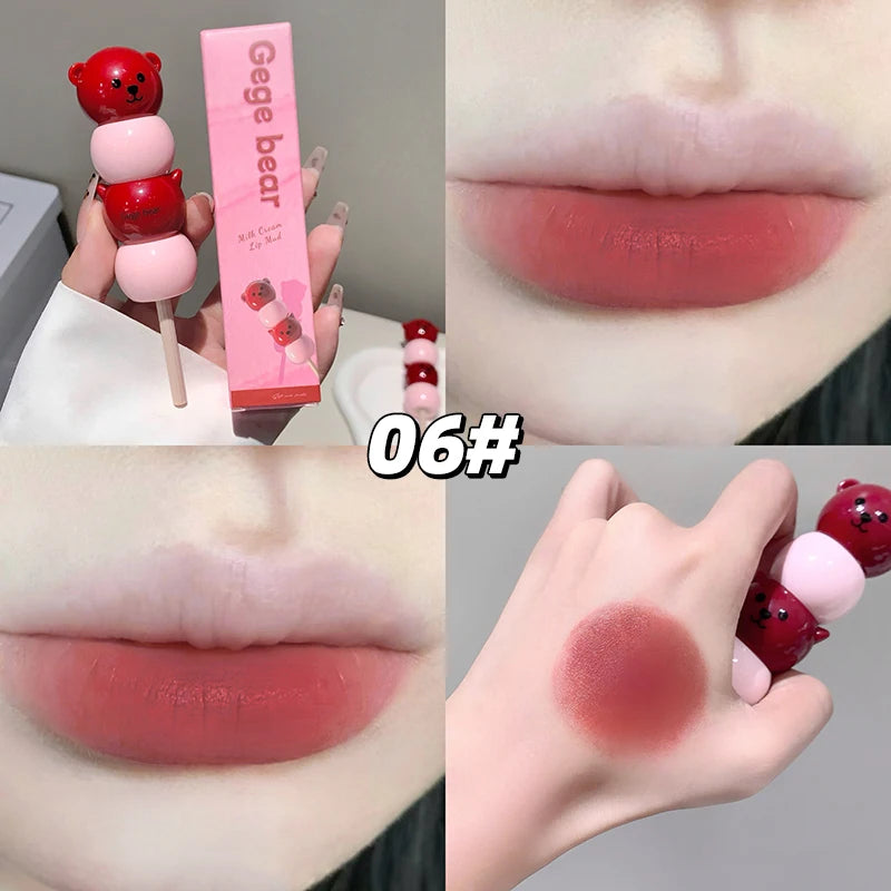 Gege Bear Matte Velvet Cute Candied Haws Lip Mud Cream Clay Qme GX1505-6