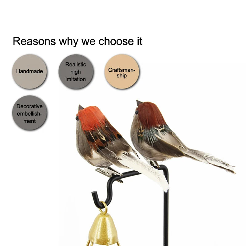 Tree Outdoor Yard Ornaments Random Artificial Feathered Birds Feather Qme