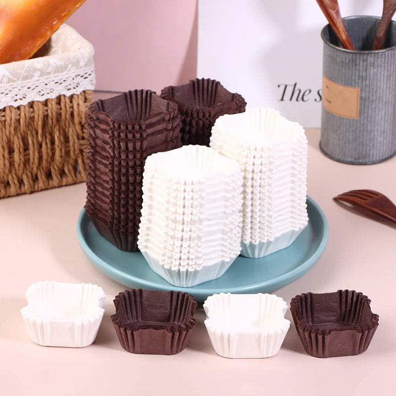 1000Pcs Square Cupcake Liners Muffin Baking Cups Pan Liners Paper Oven Microwave Safe For Wedding Birthday Party Supplies Qme