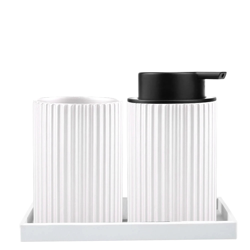 Foaming Soap Dispenser Set with Toothbrush Holder Silicone Tray Modern Black Foaming Dispenser Bottle for Hands Dishes Qme D