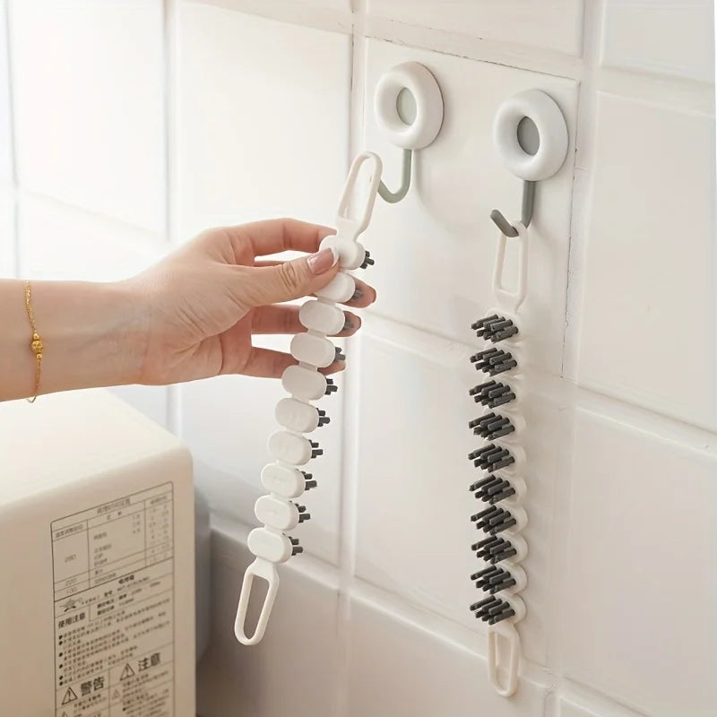 1pc Bendable Cleaning Brush, Soft Bristle Crevice Brush, Sink Cleaning Brush, Bathroom Tub Tile Floor Wall Groove Cleaning Brush Qme