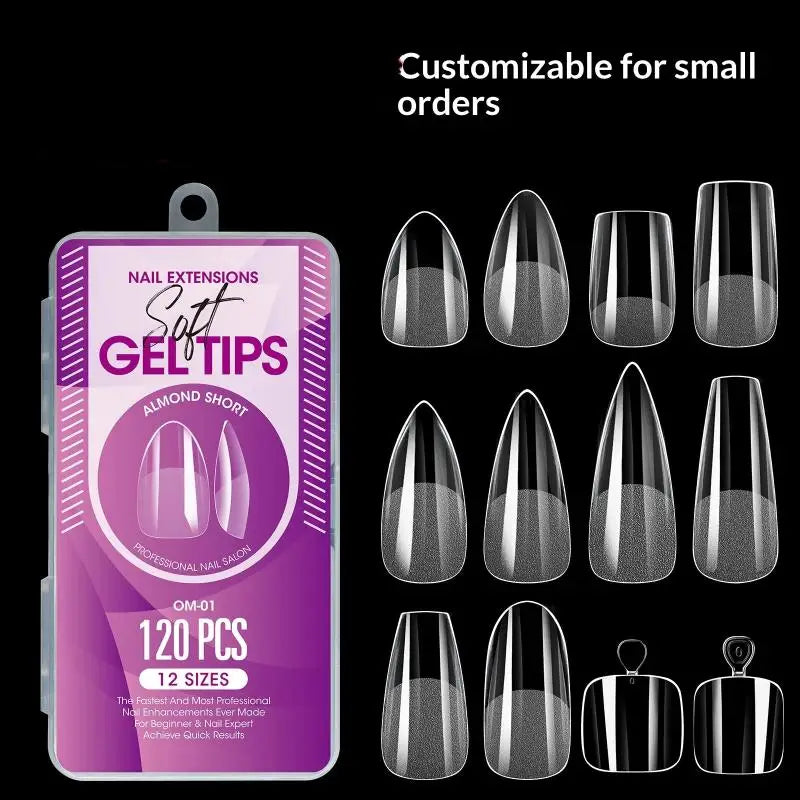 1box False Nail Tips Clear Semi-frosted Full-coverage Soft Fake Nails Qme