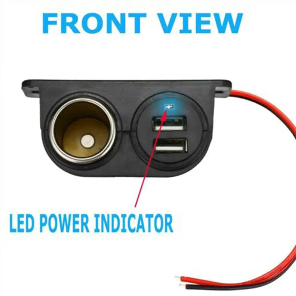 Multifunction Cigarette Lighter Ports Socket 2 USB 3.1A/3100ma Car Charger Camper Multi Plug Port Adapter Charger Recessed Cars Qme